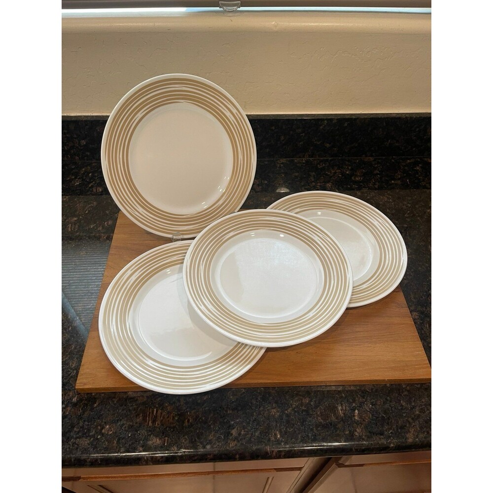 4 Corelle Strokes of Color (Brushed) Creamy Sand dinner plates